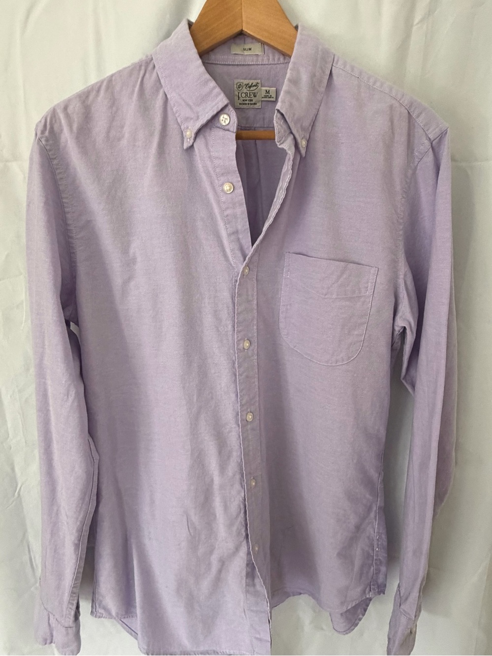 J. Crew Men's broken-in Lavender Button-Down slim fit Oxford Shirt